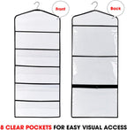 Gift Bag and Tissue Paper Storage, Hanging Organizer with Multiple Front and Back Pockets Double Sided, Organize Gift Wrap and Paper Bags 38 x 16 Inch (Black seam)