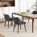 Modern Fabric Upholstered Dining Chairs Mid Century Farmhouse Dinner Chair with Padded Seat and Wood Legs Kitchen Side Chair for Dining Room Restaurant Cafe Darkgrey Set of 2