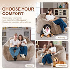 Homguava Giant Bean Bag Chairs for Adults,Large Bean Bag Couch with Arms | Big Beanbag Chair with Memory Foam Filled,Oversized Bean Bag Sofa,Faux Fur Floor Sofa Chair for Bedroom Living Room-Khaki