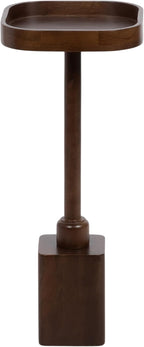 Kate and Laurel Woodrow Modern Mango Wood Square Drink Table, 10 x 10 x 24, Dark Brown, Transitional Rounded Square Mini Table for Use as Indoor Plant Stand or Wooden Living Room Accent