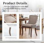 Beige Pattern Upholstered Dining Chairs Set of 4, Farmhouse Kitchen Chairs | Nailhead trim; solid wood legs; breathable fabric; high back; easy assembly; heavy duty dining chairs 400 lb capacity