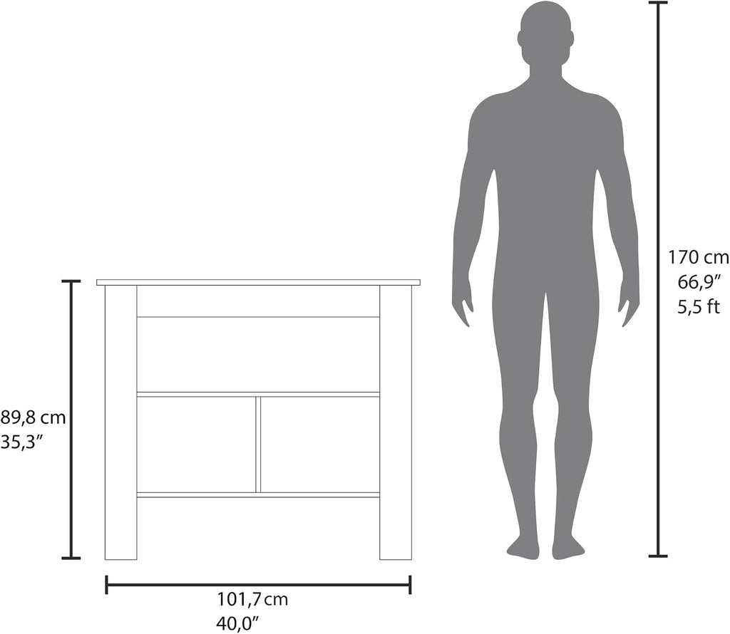 Kitchen Island with Three Open Shelves and Four Legs | Three open shelves for storage and organization