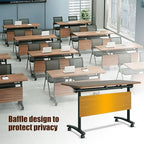 2 Pack Folding Conference Room Tables with Wheel -Modern Large Modular Conference Table,Stackable Flip Top Training Meeting Table,Space Saving,for Seminar,Office,Classroom(Walunt B,71IN,2pack)