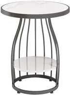 Telephone Table, Side Table Living Room 2-Tier Marble Small Round Table Sofa Corner Table Telephone Table Bedroom Bedside Table Balcony Coffee Table,19.6''×24.8'' (Color: