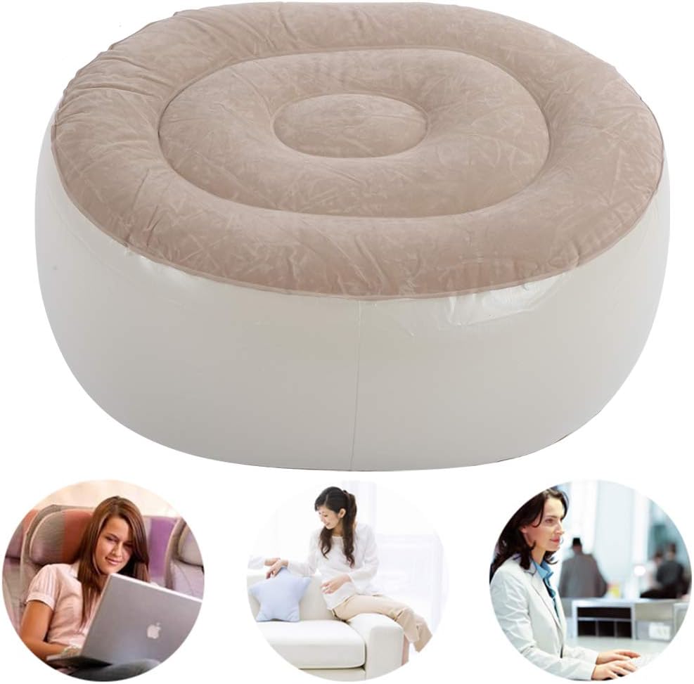 Inflatable Foot Stool PVC Air Inflatable Stool Ottoman Chair for Dorm or Outdoor Camping or Sports