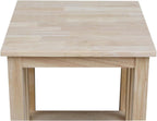 HomeStock Asian Tall End Table, Solid Parawood, 21" W x 21" D x 25" H, 32 lbs, Butcher Block Surface, Ready to Assemble, Single Shelf for Storage.