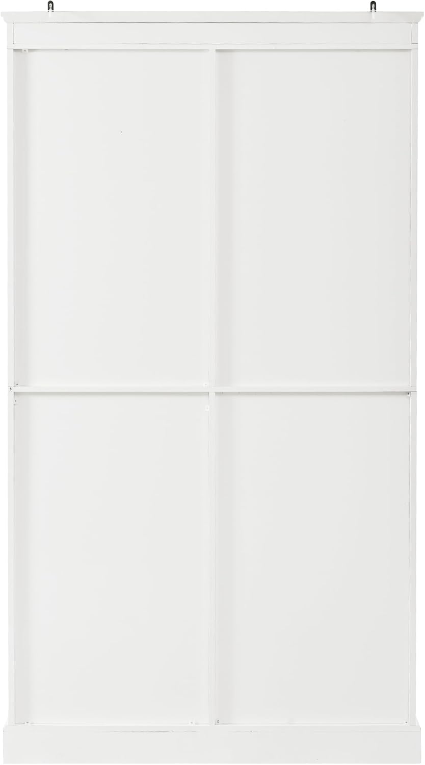 Polibi Large 72" H x 40" W Kitchen Pantry Cabinet Freestanding Storage with Glass Doors, Adjustable Shelves & Drawers, Serving Trays for Coffee Bar or Dining Room, White