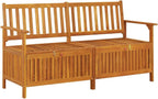 Solid Acacia Wood Storage Bench, Large Outdoor Garden Patio Seating with Storage, Rustic Wooden Entryway Bench, 3-Person Capacity, Oiled Finish, 58.3 Inch