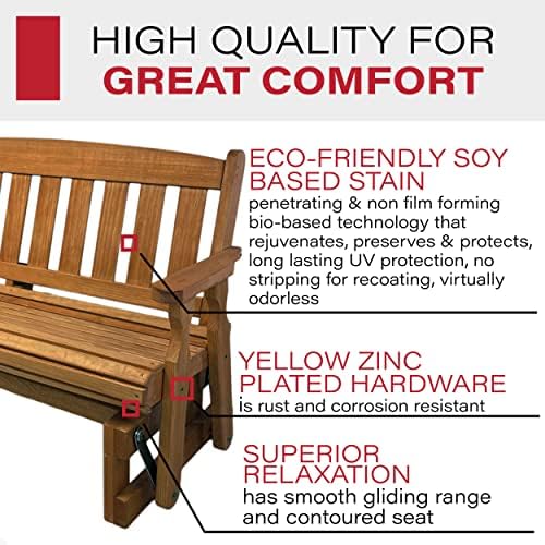 Amish Casual Heavy Duty 800 Lb Mission Pressure Treated Porch Glider (4 Foot, Cedar Stain)