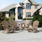 WO Home Furniture Patio Rocking Chair Set of 4 PCS Classic Outdoor HDPE UV Weather Resistant (Weathered Wood)