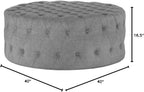 ModwayEEI-2225-LGRAmourFabric Upholstered Button-Tufted RoundOttomanLight Gray