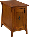 MAKLAINE Mission Cabinet Wood End Table, 24" H x 15" W x 24" D, Solid Ash Top with Oak Veneers, Hand Applied Russet Brown Finish, Concealed Storage Cabinet with Shelf, Living Room Furniture