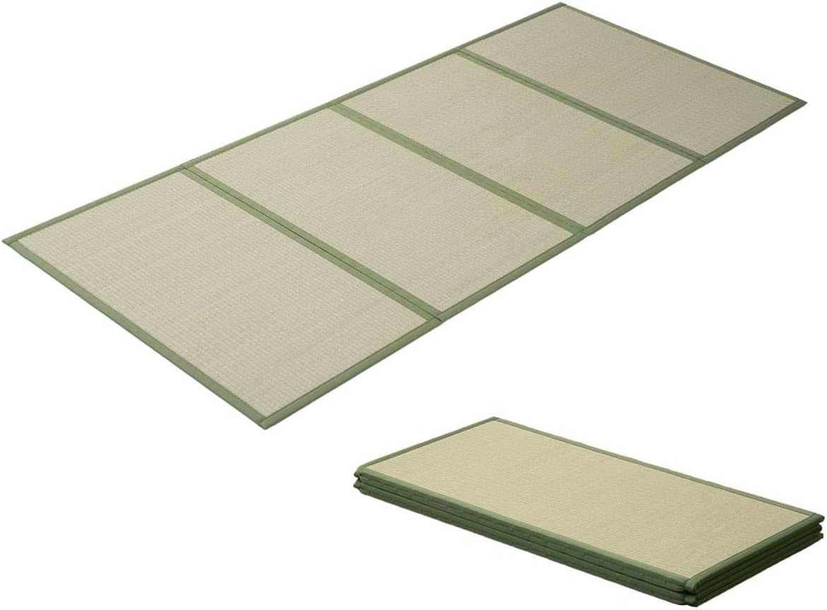 EMOOR Japanese Tatami Mat Twin Natural Rush Grass (Undyed), Foldable Igusa Mattress Floor Sleeping Japanese Futon Mattress Meditation Yoga Zen