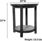 Carolina Chair & Table Haven 20" Round Accent Table with Handwoven 1 Cane Shelf Vintage Blonde Acacia Finish Wooden Side Table Compact Home Storage Furniture for Bedroom, Living Room, Dining Room