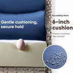 Swivel Patio Chairs sofa Set of 4 with 6" Thick Cushion - Wicker Outdoor Swivel Rocker Patio Chair ,Sofa/Glass coffee table, High Back Comfortable Outdoor Glider Chairs - Grey Wicker | Blue Cushions