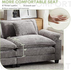 Oprisen 154" Modular Sectional Sofa, Comfy Deep Cloud Couch with Ottoman | U-Shaped Couches for Living Room, Modular Couch, Deep and Wide Seat, Chenille Sofa Sleeper with Throw Pillows, Light Grey