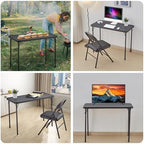 KAIHAOWIN Folding Table Chair Set, Black Vinyl Folding Card Table Chair, No Assembly Required Lightweight Foldable Table Chair Set for Everyday Use Indoor/Outdoor/Camping