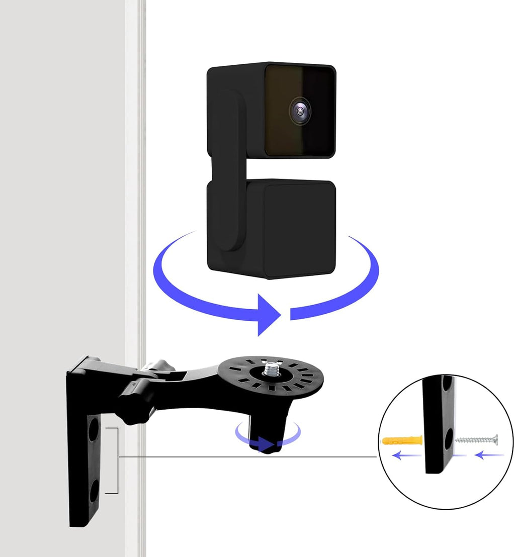 2 Pack Adjustable Wall Mount Compatible with Wyze Cam Pan V3/V4, Black | 180 Degree Swivel Adjustable Mount Camera Wall/Ceiling Indoor/Outdoor Mounting Bracket for Blink Mini Pan-Tilt Camera