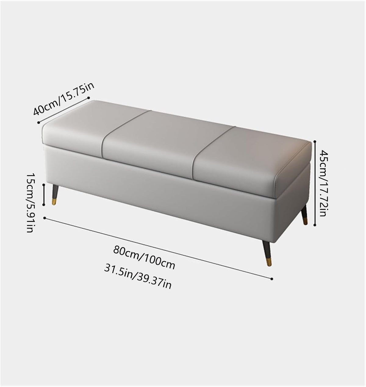 Modern Storage Ottoman Bench for Bedroom, Upholstered Flip Top Luxury Shoe, Modern End of Bed Footstool for Entryway Living Room Entryway(Beige,100 * 40 * 45cm)