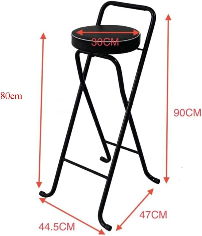 Folding Bar Stool, Beige, Counter Height, Leather Padded, Portable Bar Chair with Footrest