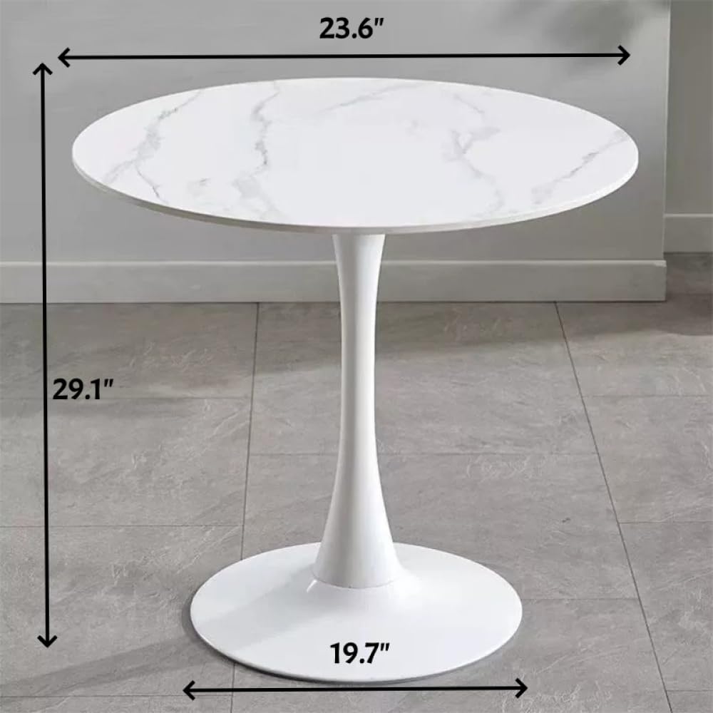 24" Round Tulip Dining Table, Mid-Century Modern Kitchen Table for 2-3 People, Small Space Bistro Table for Kitchen Living Room Balcony Office