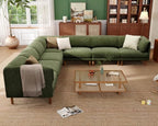Cloud Sectional Couches for Living Room,Modular Sectional Sofa,Green | Extra Deep 8 Seater,Mid Century Modern Oversized Couches With Ottoman,Solid Wood Leg,Large Sofa for Big Space,Office