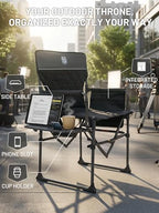 TIMBER RIDGE 400lbs Heavy Duty Camping Chair Portable Directors Chair | Folding Camp Chair with Side Table & Pocket Compact Size for Outdoor, Lawn, Sports and Fishing, Black