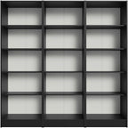 Madesa Kitchen Set 3 Pantry Storage Cabinet with 15 Utility Shelves 71'L Wooden Organization Unit for Kitchen - Black
