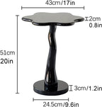 Flower Shape Sofa Side Table, Tray Top Wood Small End Table, Elegant Round Pedestal Accent Coffee Tables for Living Room Bedroom Balcony(51x43cm(H20.1 xD16.9), Black)