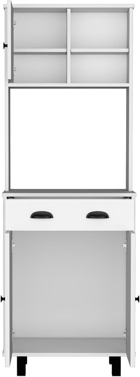 Waco 67" H Kitchen Pantry with Two Cabinets, Two Open Shelves, and One Drawer,White