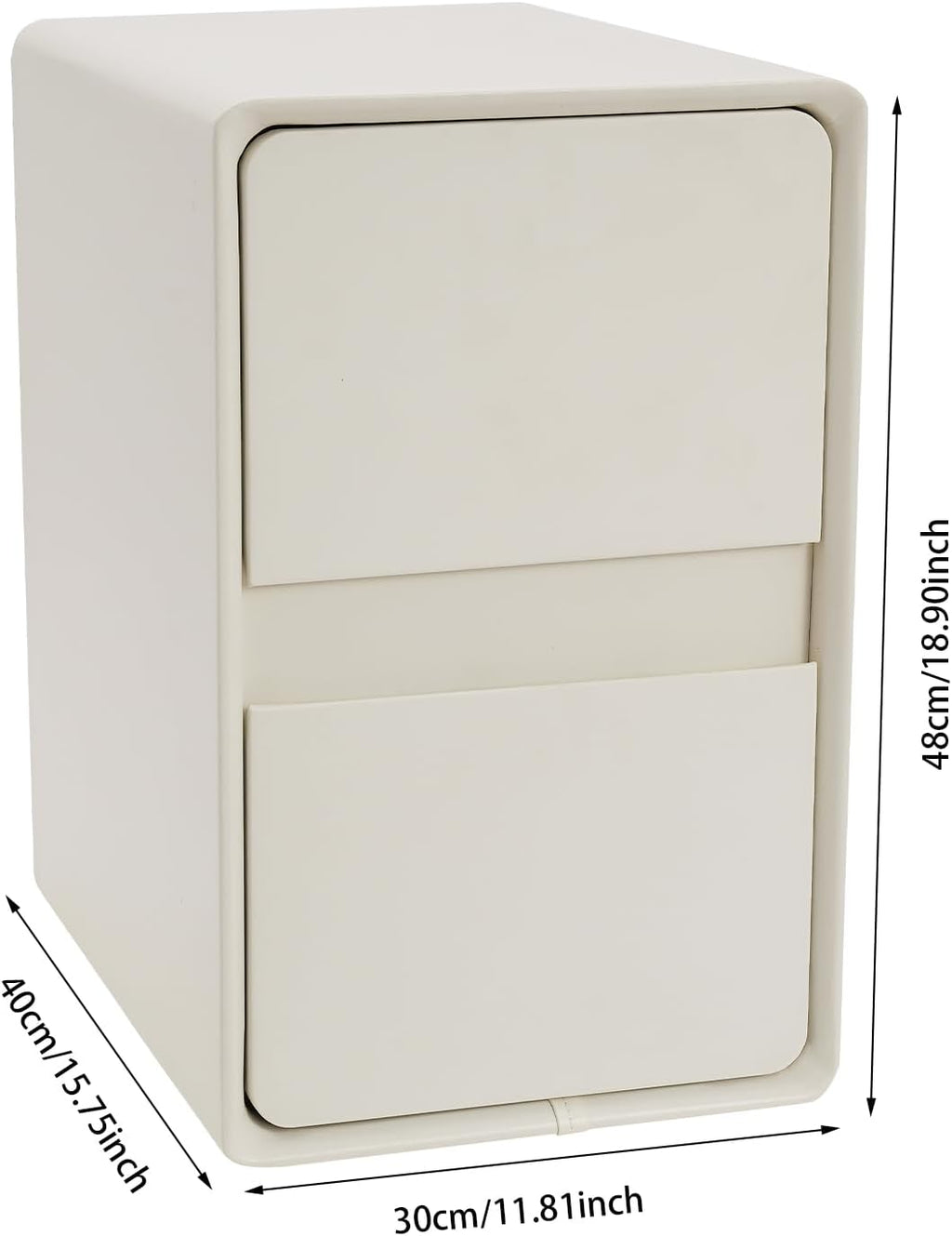 Modern Bedside Table, Minimalist Nightstand Small Narrow Side Table with 2 Drawers for Bedroom Living Room Small Space White