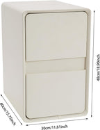 Modern Bedside Table, Minimalist Nightstand Small Narrow Side Table with 2 Drawers for Bedroom Living Room Small Space White
