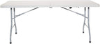 Office Star Resin Rectangle Center-Folding Portable Table for Picnics, Camping, and Tailgating, 6 Feet