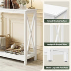 SUPER DEAL Console Table 39.5”, 2-Tier Narrow Sofa Side Table with Storage Shelf, Entrance Table for Hallway/Foyer/Living Room/Corridor/Office, White