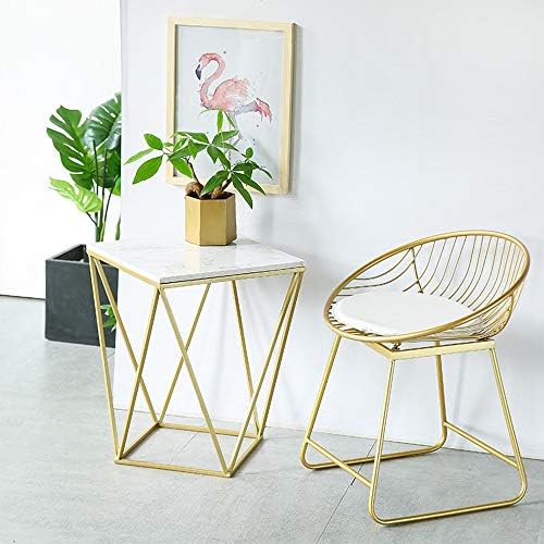 Telephone Table, Square Marble Side Table Nordic Modern Living Room Bedroom Corner Table Telephone Table Bedside Table Balcony Iron Art Coffee Table,15.7"×15.7(White