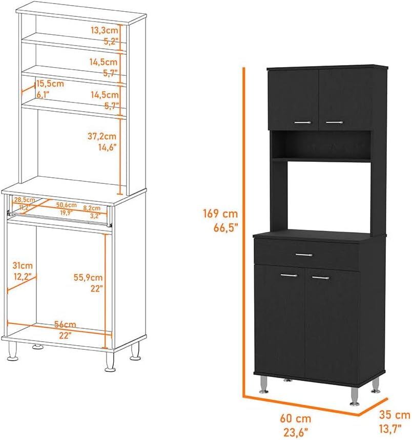 Pantry,Buffet Kitchen Sideboard,Two Door Cabinets,One Drawer,Four Adjustable Metal Legs,for Living Room,Dining Room,Kitchen
