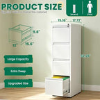 4 Drawer File Cabinet with Lock, Metal Vertical Filing Cabinet, Filing Cabinets for Home Office, Locking File Cabinet Hanging Files for A4/ Legal/Letter, Require Assembly, White