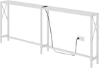 Gewudraw 70 in Skinny Sofa Table Behind Couch, Console Table with Oulets & USB Ports for Hallway, Entryway,Living Room, Bedroom, White