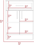 Pantry Organizer Cabinet 33" H,Buffet Kitchen Sideboard,One Drawer,Two Interior Shelves,Two Doors,White,Light Oak