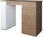 White and Natural Oak Kitchen Island with 1-Door and Open Storage | Five open shelves and one door for organized storage