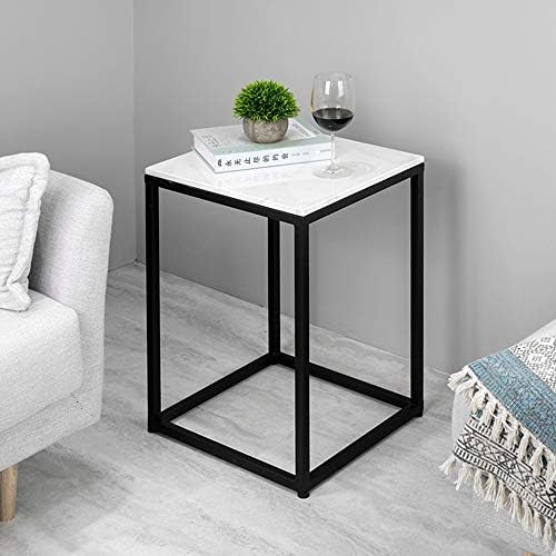 Telephone Table, Marble Side Table Nordic Living Room Square Sofa Corner Table Telephone Table Bedroom Bedside Table Balcony Coffee Table(Color:Black)