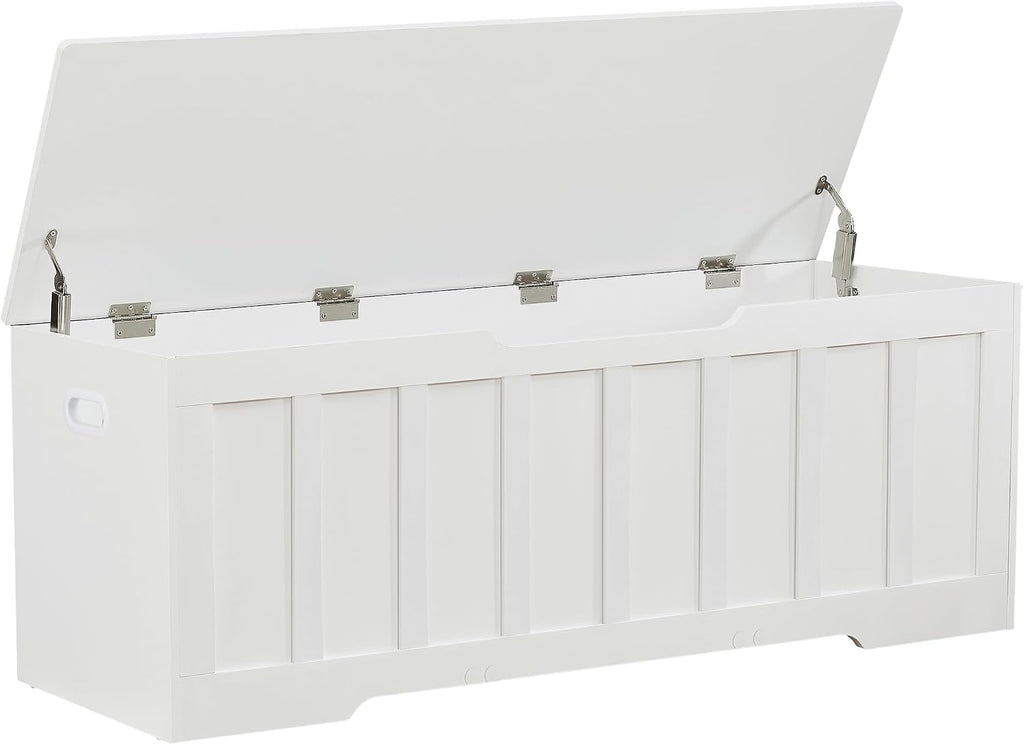 VANKILEY 51.2" Storage Chest Extra Large,Wooden Storage Bench,White | Chest with 2 Safety Hinges, 51.2*15.7*19.1inches, Wooden Trunk for Bedroom, Livingroom,Entryway,Easy Assembly.