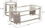 Coffee Table Set, 2-Piece Oval Glass Nesting Tables, Polished Chrome | Rhythmic Vertical Metal Rods Add Sculptural Style to Living Rooms, Offices, and Lounge Areas