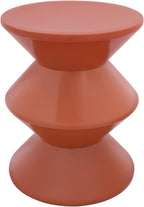 17.7 inch Modern Round Side Table Round End Table, Pedestal Circle Accent Tables Geometric Coffee Table Hourglass Shaped Sofa Stool for Living Room Bedroom Office Apartment Yards, Orange