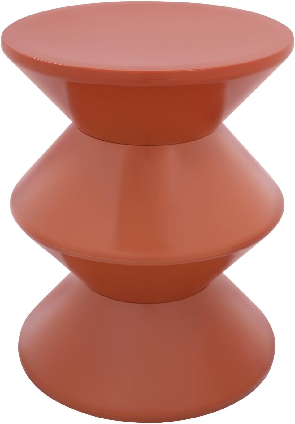 17.7 inch Modern Round Side Table Round End Table, Pedestal Circle Accent Tables Geometric Coffee Table Hourglass Shaped Sofa Stool for Living Room Bedroom Office Apartment Yards, Orange