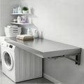 Laundry Folding Table Stainless Steel Wall Mounted Workbench, Desk Concession Shelf for Restaurant Garage Balcony Bathroom(40x40cm/16x16in)