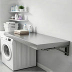 Laundry Folding Table Stainless Steel Wall Mounted Workbench, Desk Concession Shelf for Restaurant Garage Balcony Bathroom(40x40cm/16x16in)