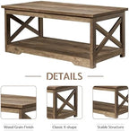 LUXOAK 3 Piece Living Room Table Set with Barn Door, Barnwood | Includes Coffee Table and 2 End Tables, Charging Station &USB Ports, Rustic Farmhouse Style, Living Room Furniture Set