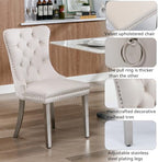 White Faux Marble Dining Room Table Set for 6, 7-Piece 63"-78.74" Extendable Dining Table Set with 6 Chairs, Rectangle Wooden Expanding Kitchen Table and Beige Upholstered Chairs Set