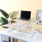 Tea Table, Standing Desk Converter Stand Desk with Keyboard Tray Height Adjustable Stand Up Desk Riser Suitable for Use in Laptops and Single Monitor Work Consoles Home Offices(Beige,25.6 * 15.7in)